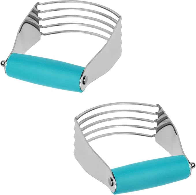 Dough Blender Heavy Duty Pastry Cutter Stainless Steel Butter Cutter Professional Baking Tool For Mixing Flour Butter (Blue)