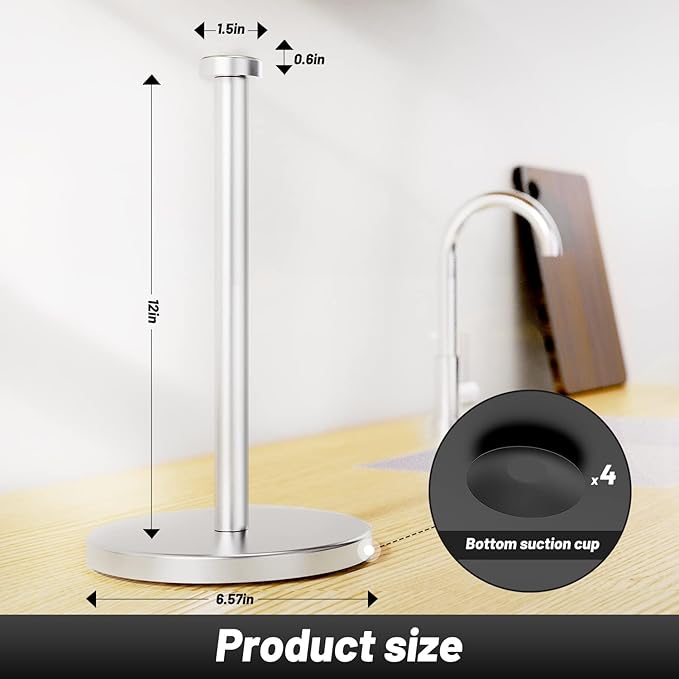 VEHHE Paper Towel Holder Countertop ＆ T-Shape Hand Towel Holder, Height-Adjustable