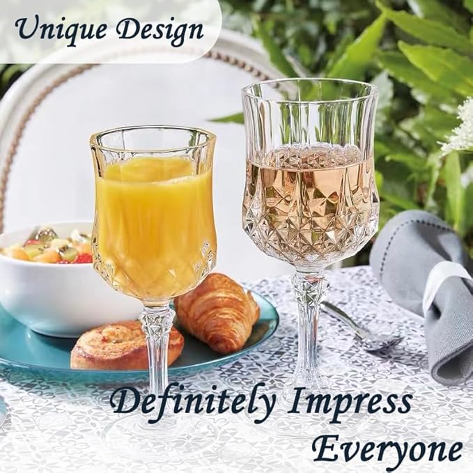Plastic Wine Glasses, Plastic Goblets Vintage Style Cordial Unbreakable Drinking Glasses, Reusable Drinkware for Wedding Reception, Grand Event Party Supplies,Mother's Day(48, Transparent)