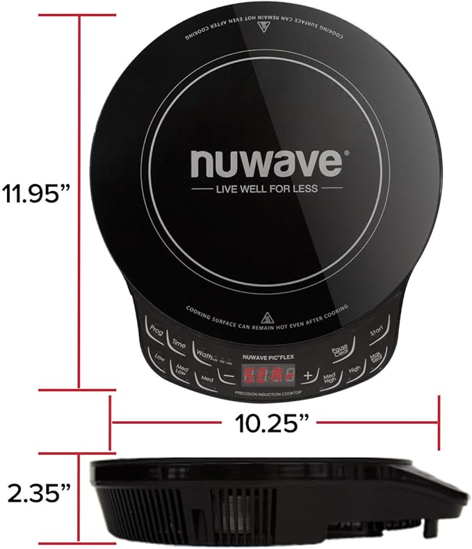 Nuwave Precision Induction Cooktop, 10.25” Shatter-Proof Ceramic Glass, 6.5” Heating Coil, 45 Temps from 100°F to 500°F, 3 Wattage Settings 600, 900 & 1300 Watts