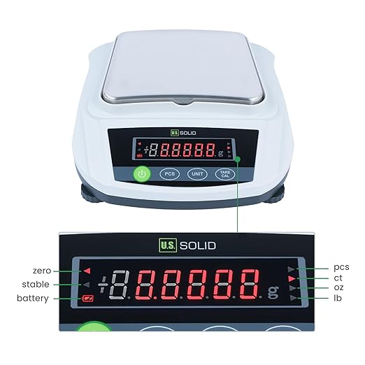 U.S. Solid Digital Lab Scale 3000g x 0.01g Precision Analytical Balance Kitchen Jewelry Scientific Weighing - AC/DC Power