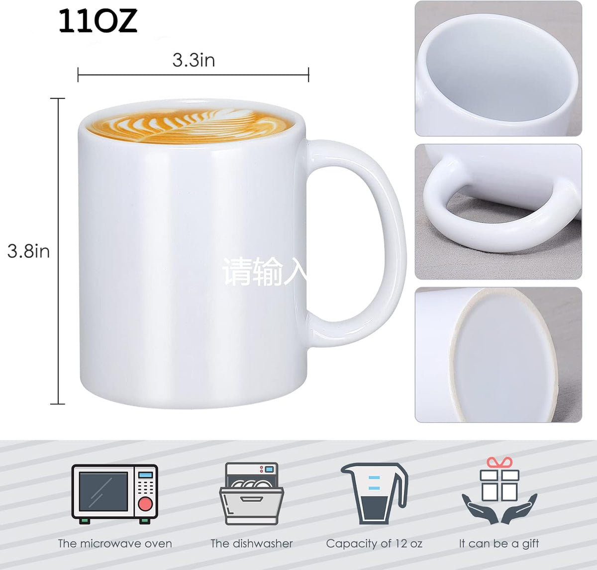 Sublimation Mugs, 12Pcs Coffee Mugs Blank White Ceramic Coffee Mug Set Sublimation Cups 11 oz Christmas Coffee Mug for Hot Chocolate Latte Tea Milk DIY Products