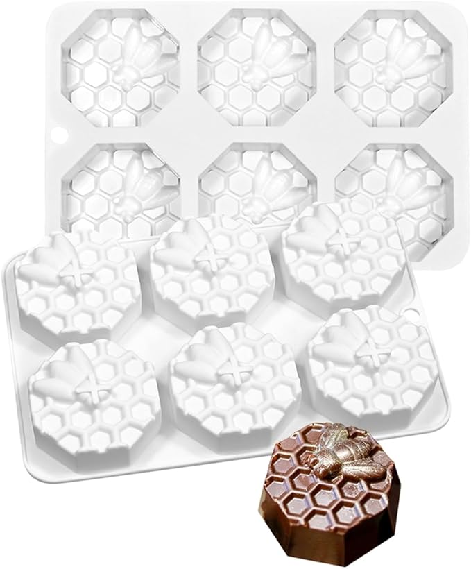 mostsom Honeycomb Molds Silicone Non-Stick Rabbit Cookie Mold Diy Rose Flower Chocolate Mould Used for Jelly, Candy,Biscuits (B_8.2x5.3x0.9 inch)
