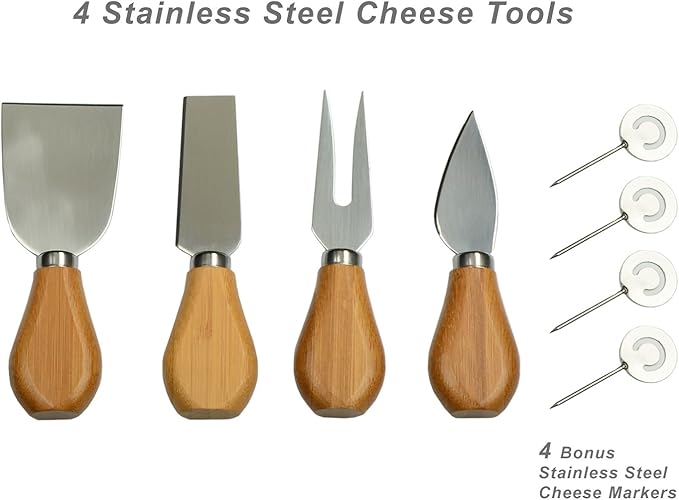 NCAA California Berkeley University Officially Licensed Golden Bears Bamboo Cheese/Charcuterie Board with Ceramic Bowl, Knife Set & cheese Markers