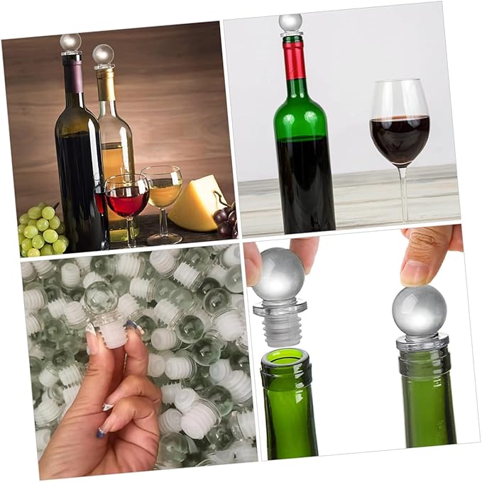 24pcs Glass Ball Wine Stoppers Portable Bottle Caps with Airtight Seal for Perfume and Wine Bottles Lightweight Aroma Container Stoppers for Daily Use