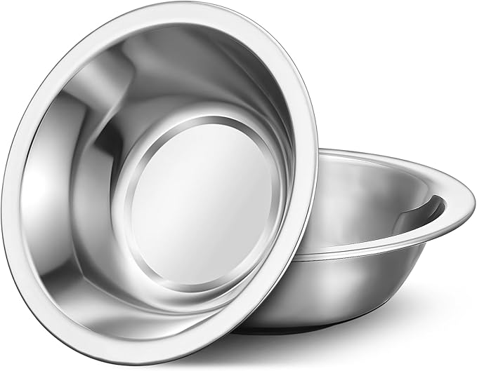 304(18/8) Stainless Steel Mixing Bowls for Kitchen, 2 Pack 7" 21.22 fl.oz Metal Mixing Bowls Set Stackable for Baking Serving Cooking Food Prep Storage Dishwasher Safe Lightweight