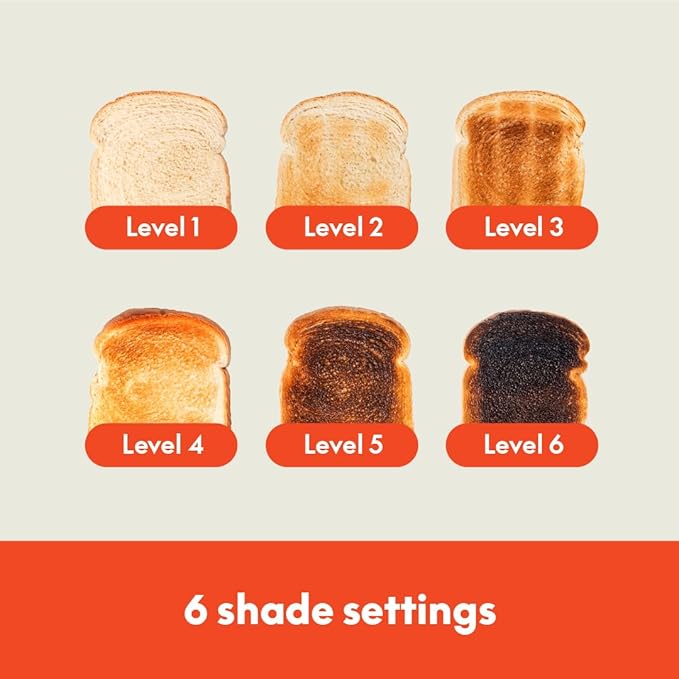 bella 2 Slice Slim Toaster,Fits-anywhere™ Kitchenware,6 Setting Shade Control with Reheat & Cancel Buttons,Fits sourdough,10” Long Slot,Anti Jam & Auto Shutoff,900 Watt,Oatmilk,(Pack of 6)