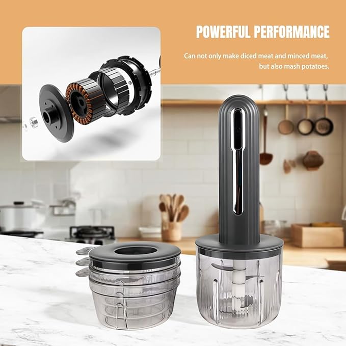 Electric Garlic Chopper, Mini Chopper Food Processor with 4 Cups & 2 Slicers, Electric Food Chopper for Baby Foods Kitchen,Mincing Pureeing Onion Garlic Chili & Spices