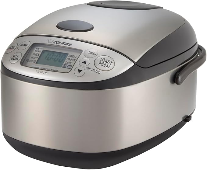Zojirushi NS-TPC10XT Micom Rice Cooker & Warmer (with PFAS-Free Nonstick), 5.5-Cup, Stainless Brown
