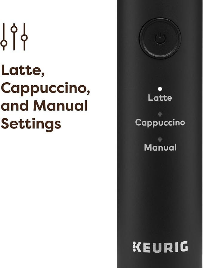 Keurig SimpleCafe Frother, Rechargeable Handheld Milk Frother for Lattes, Cappuccinos & Iced Coffee, USB Cord Included, Microwave-Safe Frothing Cup, Hot & Cold Foam Maker