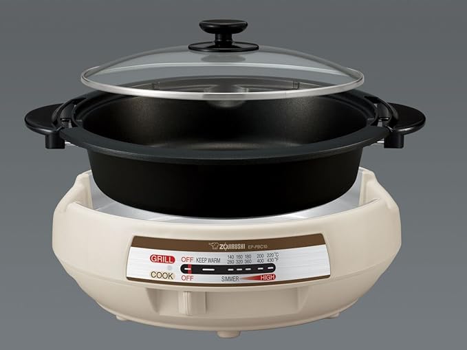 Zojirushi EP-PBC10 Gourmet d'Expert Electric Skillet & NS-ZCC10 Neuro Fuzzy Rice Cooker, 5.5-Cup, White