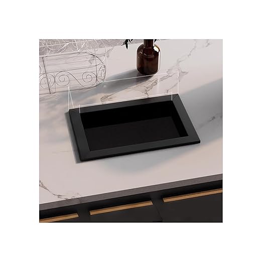 Embedded Countertop Trash Can, Stainless Steel Kitchen Trash Can, Built-in Countertop Trash and Waste Chute, Square Built-in Countertop Trash Can Grommet,Black Trash can Grommet