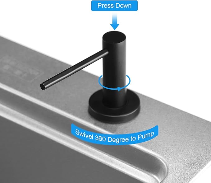 Soap Dispenser for Kitchean Sink, Built in Black Soap Dispenser Stainless Steel Soap Pump with 40" Extension Tube and 500ml Bottle Easy to Refill