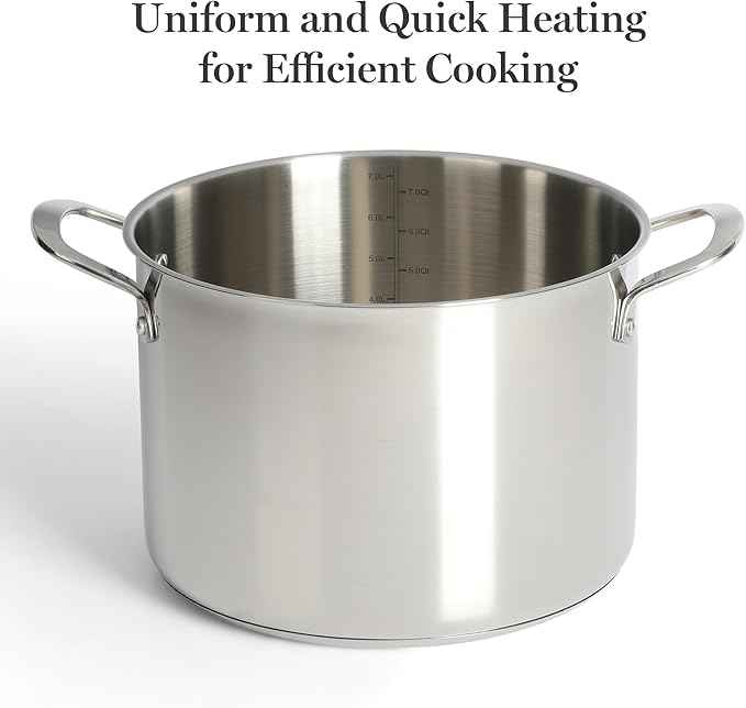 Martha Stewart Castelle 10 Piece 18/8 Durable Stainless Steel Induction Safe Non-Toxic Triply Bottom Kitchen Pots and Pans Cookware Set - Dishwasher Safe