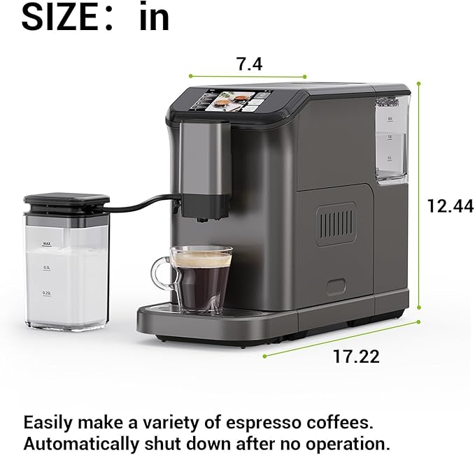 All-In-One Espresso Machine and 20 Bar Espresso With Machine Self-Cleaning and Milk Frother, One-Touch LCD BaristaGrade Coffee Maker Machines for Home