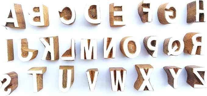 Royal Kraft Alphabet Wooden Block Printing Stamps (Set of 26) Bulk01_25H