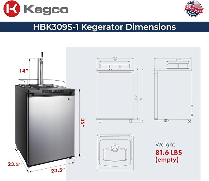 Kegco HBK309S-1 Keg Dispenser, Stainless Steel