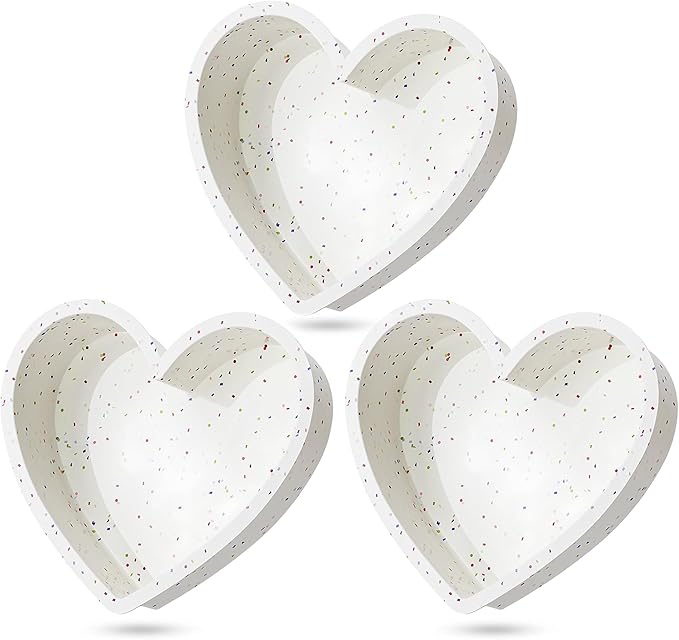 8 Inch Heart Shaped Cake Pans Large Heart Cake Pan Nonstick Silicone Molds for Baking Set of 3 (Cream)