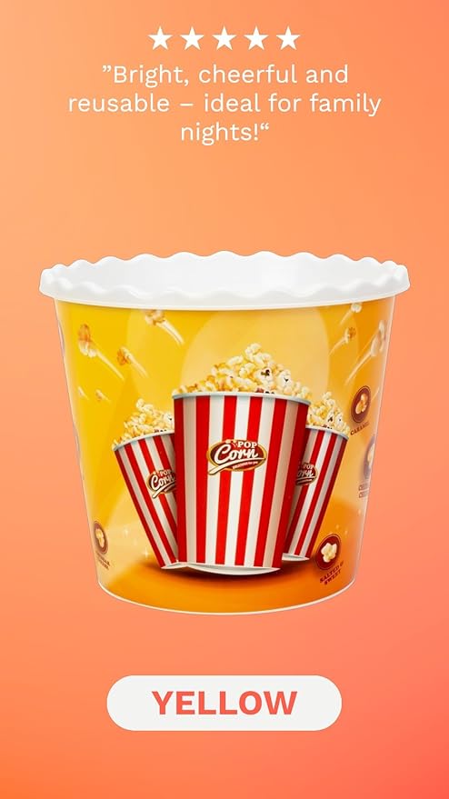 Modern Style Reusable Plastic Popcorn Box/Popcorn Containers/Popcorn Bowls Set for Movie Theater Night - (BPA Free - 4 Pack - 75 oz) (Popcorn Mix C)