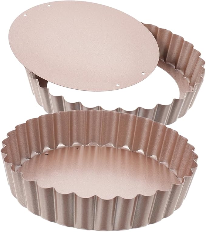 4pcs Removable Bottom Non-stick Quiche Pans Heavy-duty Tart Baking Tray for Home and Restaurant Use for Tarts Pies and Desserts