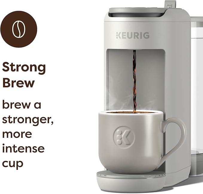 Keurig K-Mini Mate Plus Single-Serve K-Cup Pod Coffee Maker, Compact, 3 Cup Sizes, Brew Over Ice and Strong Button Features, 50 oz Removable Reservoir, Warm Stone