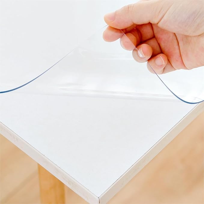 30x46 inch Plastic Table Cover, 1.5mm Thick Vinyl Table Protector, Desk Mat