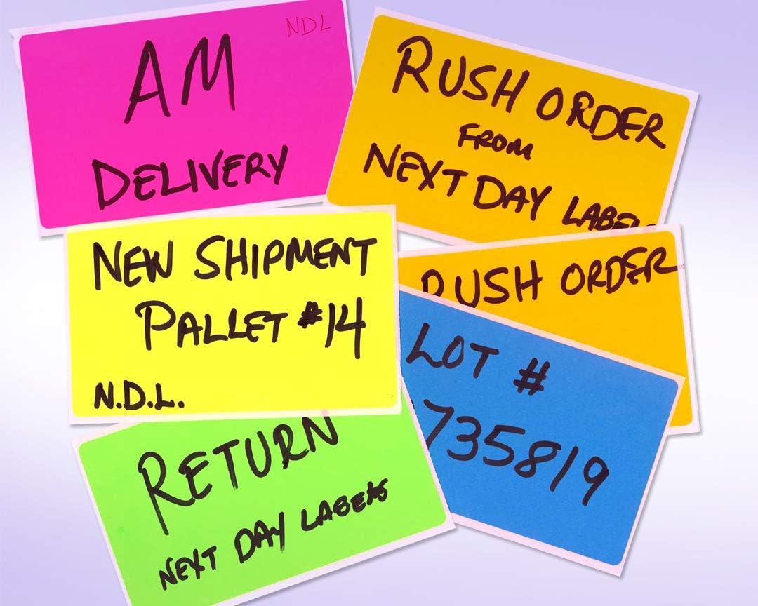 NextDayLabels - 3 X 5 Rectangle Inventory Color Coding Sticker Labels, 500 Per Roll (Fluorescent Yellow)