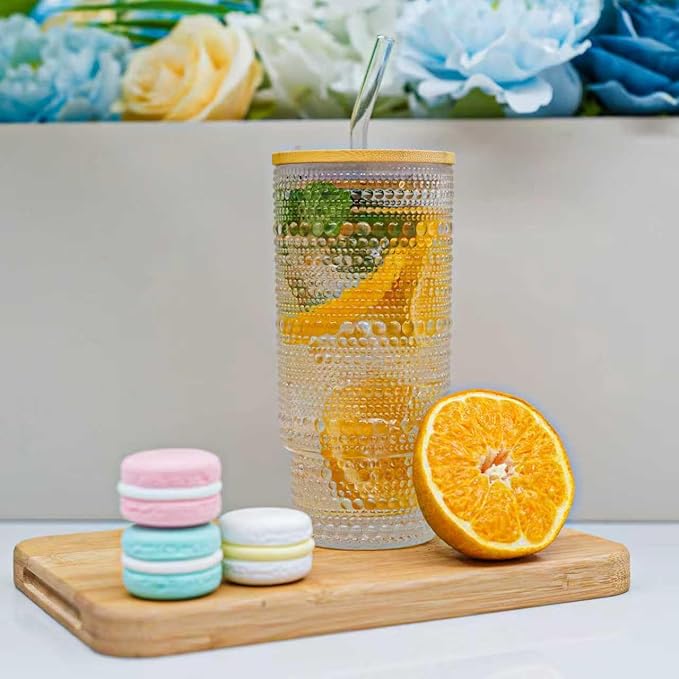 SUROQUE Hobnail Drinking Glasses Vintage Glassware SetVintage Glassware Set (CLEAR)
