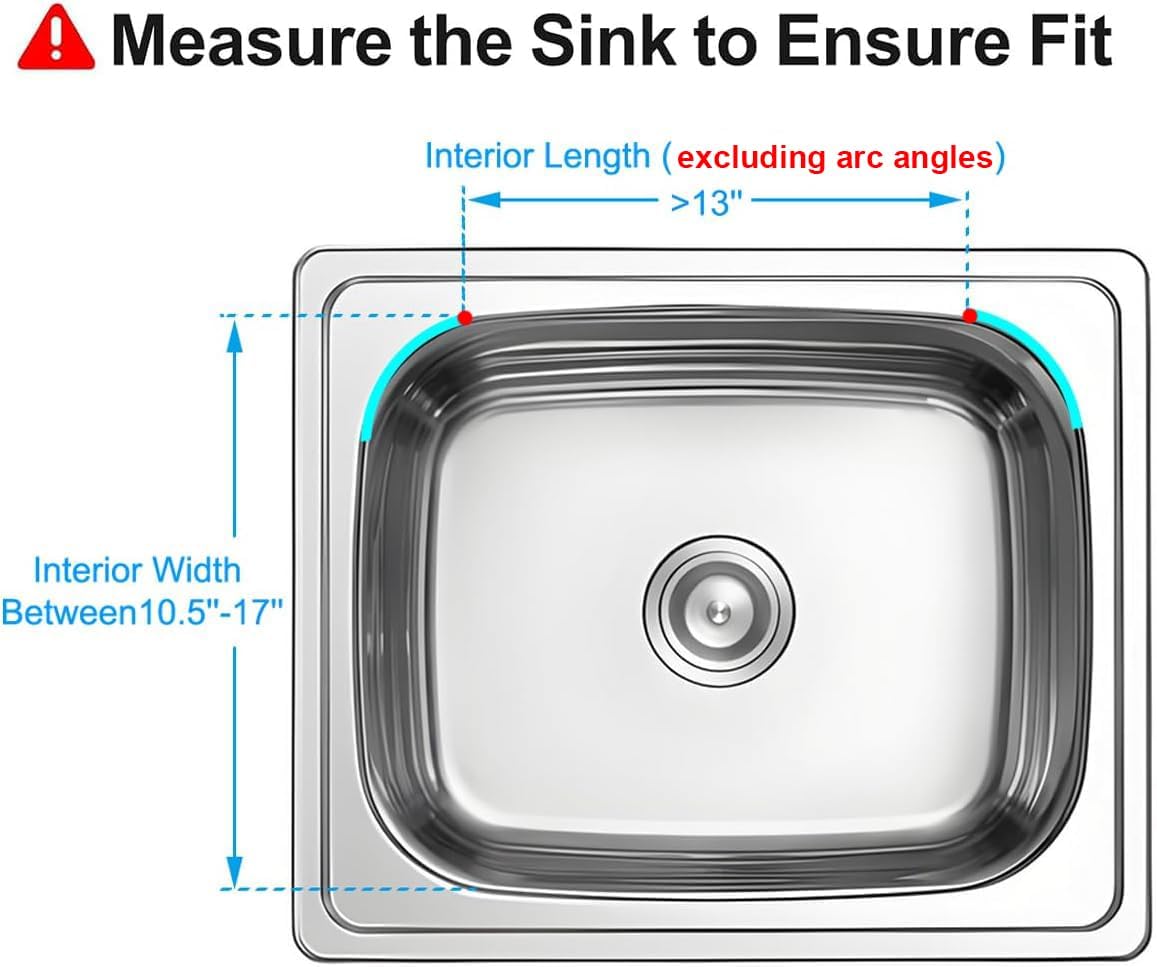 Expandable in Sink Dish Drying Rack, Adjustable Capacity (10.5''-16'') Stainless Steel Over The Sink Dish Drying Rack, Dish Drainer for Kitchen Sink Counter with Utensil Holder