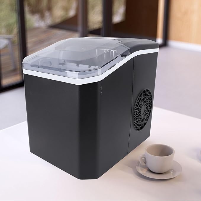 EVGATSAUTO Countertop Ice Maker Machine for Home, 9 Cubes in 6 Minutes, 1.3L Water Tank, Auto Ice Making, Portable with Clear Panel, Handle, Basket and Scoop