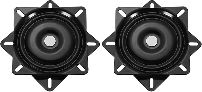 uxcell 2Pcs 6.3" Bar Stool Swivel Replacement, 360° Rotation Lazy Susan Turntable, Square Semi-Ball Bearing Seat Swivel Base Mount Plate for Recliner Chair or Table, Black (160x1.5mm)