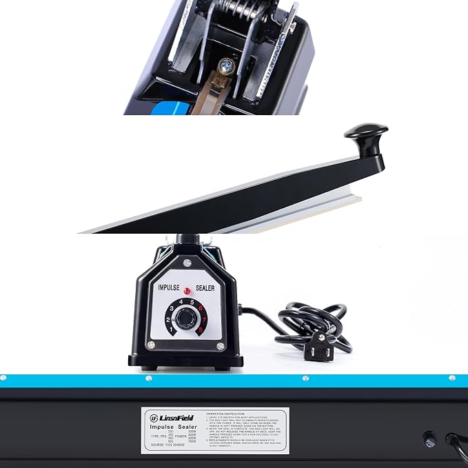 Sealer Pro, Patented 12inch Impulse Heat Bag Sealer, 7mm Sealing Width Poly Bag Seal Machine, 2 Replacement Kits 1 Extra Fuse Included, Black