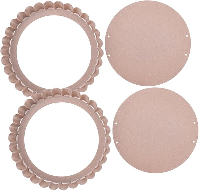 4pcs Removable Bottom Non-stick Quiche Pans Heavy-duty Tart Baking Tray for Home and Restaurant Use for Tarts Pies and Desserts