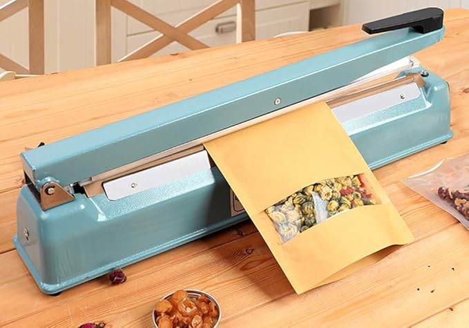 16 inch Manual Impulse Bag Hand Heat Sealer Machine, Bag Sealer Heat Sealing Closer Tool Poly Tubing Plastic Bag, Extra 2 Sheets and 1 Fuse Replacement Kit, Upgraded Digital Display