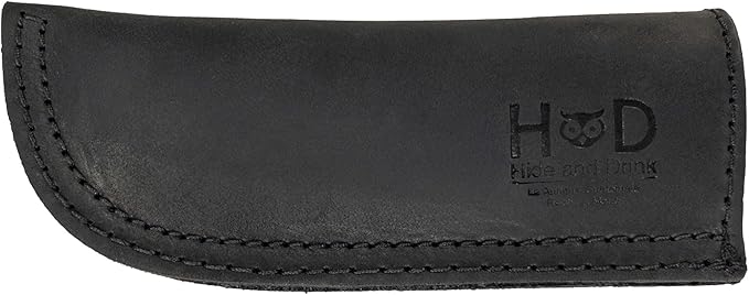 Hide & Drink, Full Grain Leather Hot Handle, Cast Iron Protector, Panhandle Potholder, Double Layered, Double Stitched, Slides On/Off Easily onto Metal Skillet Grips, Handmade, Charcoal Black