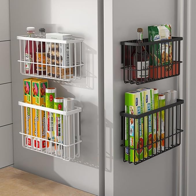 3 Piece Kitchen Cabinet Door Storage Box,Self Adhesive Wall Mounted Storage Boxes,Wardrobe/Bathroom/Refrigerator Small Items Organizer Storage Box (Black3)
