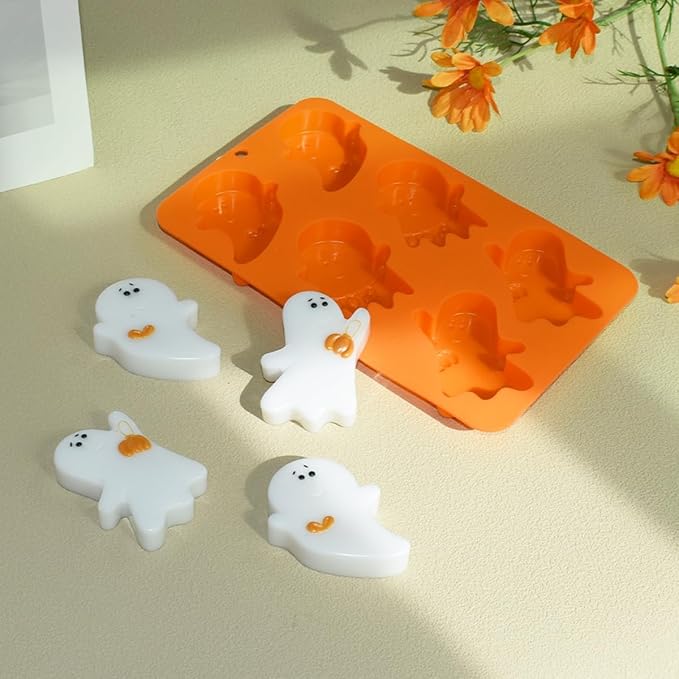 Halloween Ghost Silicone Molds, Non-Stick Chocolate Mold, Baking Moulds for Making Chocolate, Cake, Jelly, Dessert, Biscuit, Dome Mousse (A_ Ghost)