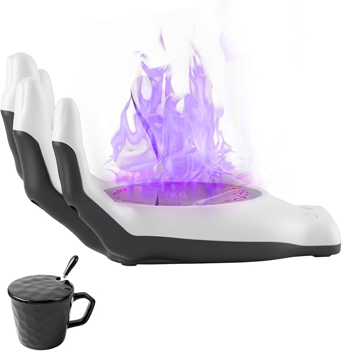 Devil's Hand Heating Mug Warmer Set - 3 Temp Settings & 8H Timer, Coffee Cup Warmer Plate for Desk Auto Shut Off, Ideal Beverage Warmer Gift for Coffee, Tea, Milk (Special)