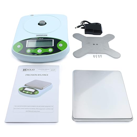 U.S. Solid Digital Analytical Balance 5kg x 0.01g, High Precision Lab Scale, 10 Weighing Units, AC 100V-240V & DC 9V, Piece Counting