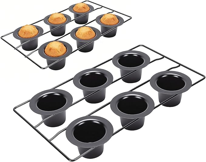 6 Cup Popover Pan for Baking Deep Non Stick Sturdy Carbon Steel Bakeware for Yorkshire Pudding Muffins Popovers