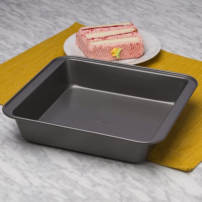 Ecolution Bakeins Cookware Non-Stick Heavy Duty Carbon Steel, Square 9”, Gray (Pack of 2)