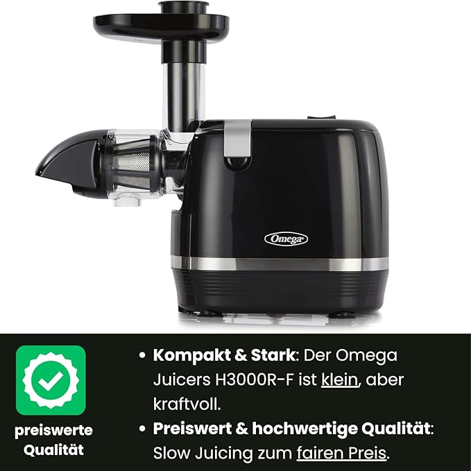 Omega Juicer H3000R Slow Masticating Extractor, 150-Watt, Black