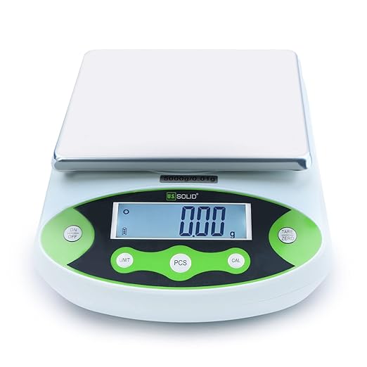 U.S. Solid Digital Analytical Balance 2kg x 0.01g, High Precision Lab Scale, 500g Calibration Weight, 10 Weighing Units, AC 100V-240V & DC 9V, Piece Counting