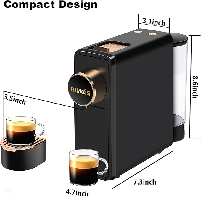Espresso Machine Compatible with Nespresso Original Capsules, 20 Bar High Pressure Single Serve Coffee Maker, Programmable Mini Pod Coffee Machine with 18oz Tank for Espresso & Lungo - Black
