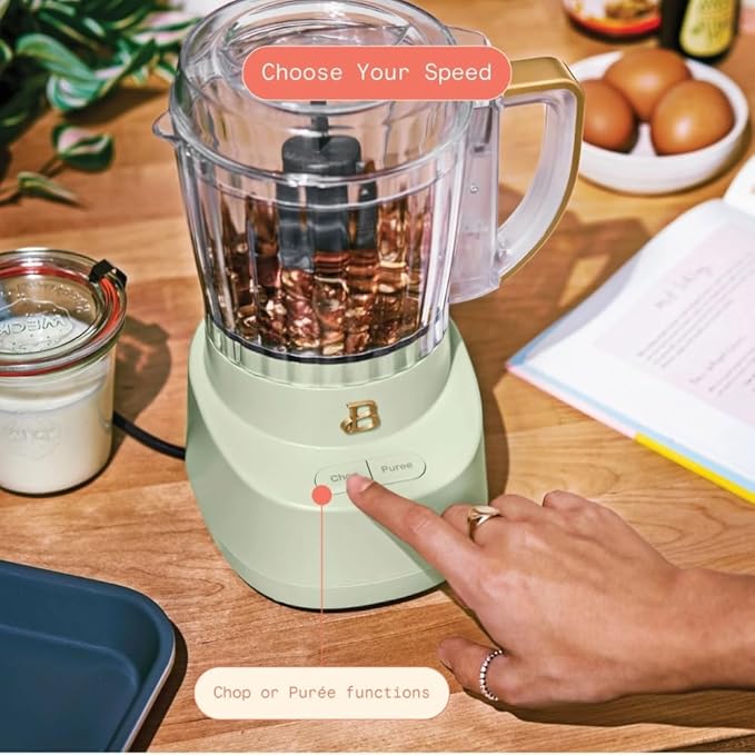3-Cup Mini Food Chopper, Chop-Puree Selector, Dishwasher Safe Parts & Safe Lid, 250W (Sage Green)