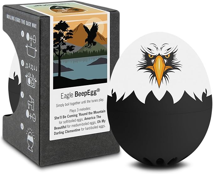 Eagle BeepEgg – Egg Timer for Boiling Eggs – Musical Egg Cooker for Soft, Medium, Hard Boiled Eggs – Food Safe – Singing Floating Egg Timer – Egg Cooker for 3 Levels of Doneness - Brainstream