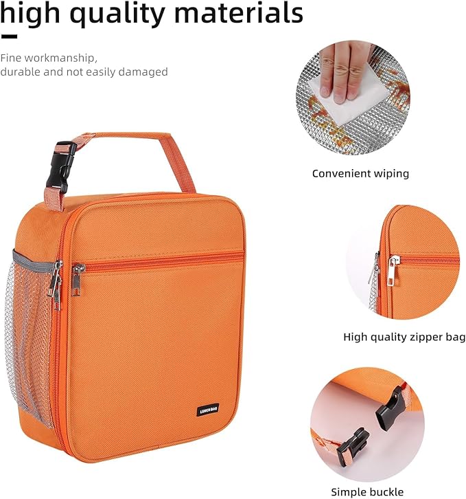 Lovoeo Lunch box Lunch bag for men women Insulated Lunchbox Lunch bags for Work Picnic Travel (Orange)