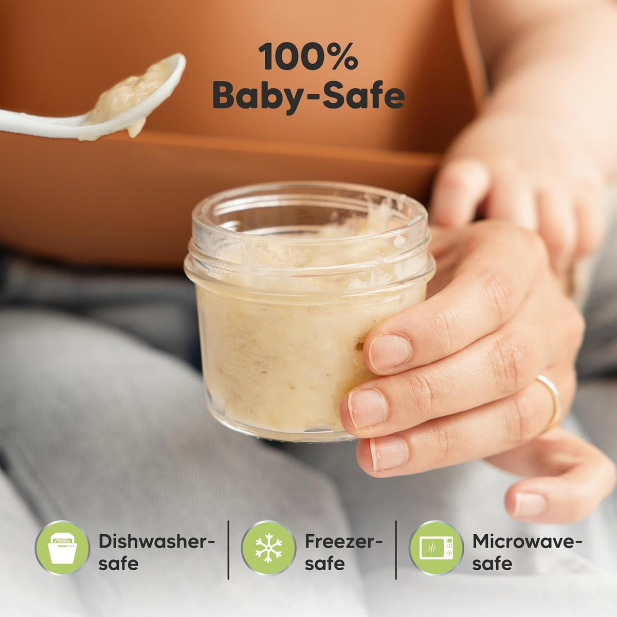 KeaBabies 6pk 4oz Glass Baby Food Containers with Lids - Leak-Proof, Microwavable Small Glass Jars, Baby Purees & Toddler Snack Storage Containers, BPA-Free, Dishwasher & Freezer Safe (Nord)