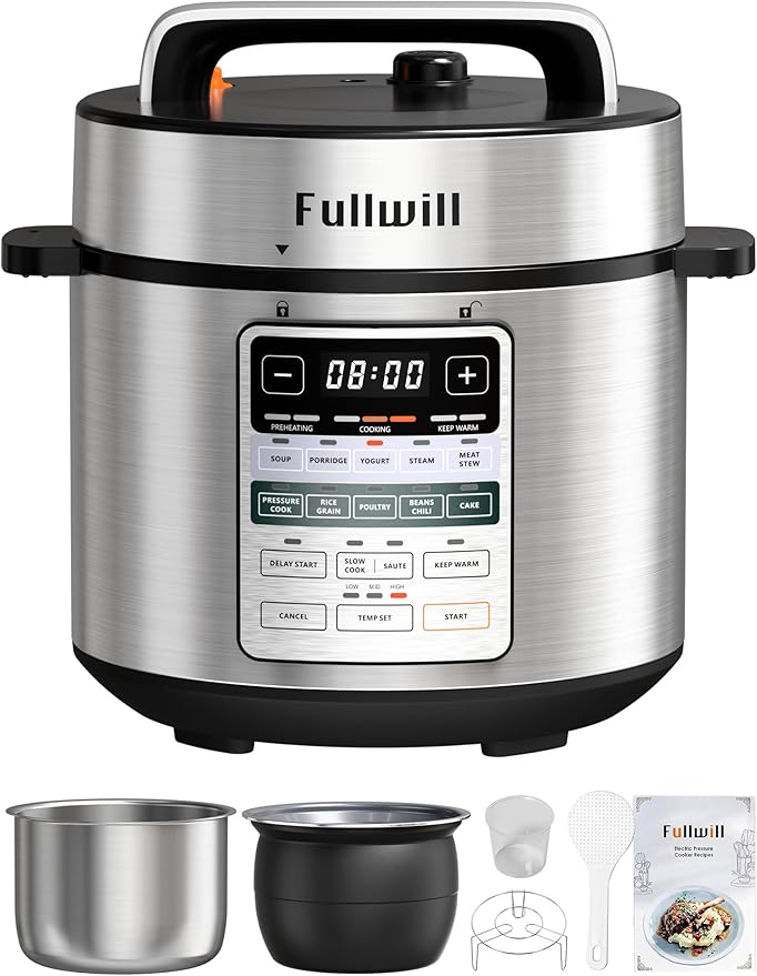 Fullwill Dual-Pot Electric Pressure Cooker 6+5QT, 12-in-1 Multi-Cooker for Pressure Cooking, Soup, Yogurt, Stew, Rice，Suitable for family meals and gatherings
