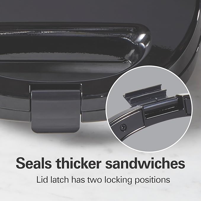 Hamilton Beach Electric Sealed Sandwich Maker Grill with PFAS-Free Nonstick Plates, Makes Stuffed French Toast, Omelets, Compact & Easy to Store, Black (25430G) (Pack of 2)